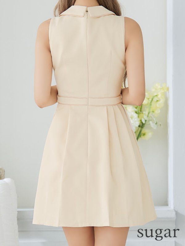 画像18: XSサイズあり【Glossy/グロッシー】ノースリーブ/ バストオープン/ パイピング/ フレア/ ワンピース/ ミニドレス/ キャバドレス[OF08]