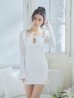 画像17: Lサイズあり【ROBE de FLEURS Glossy/ローブ・ド・フルール グロッシー】2way/ サイドシャーリング/ リボン/ ワッフル/ ワンカラー/ ストレッチ/ タイト/ ミニドレス/ キャバドレス[OF2]