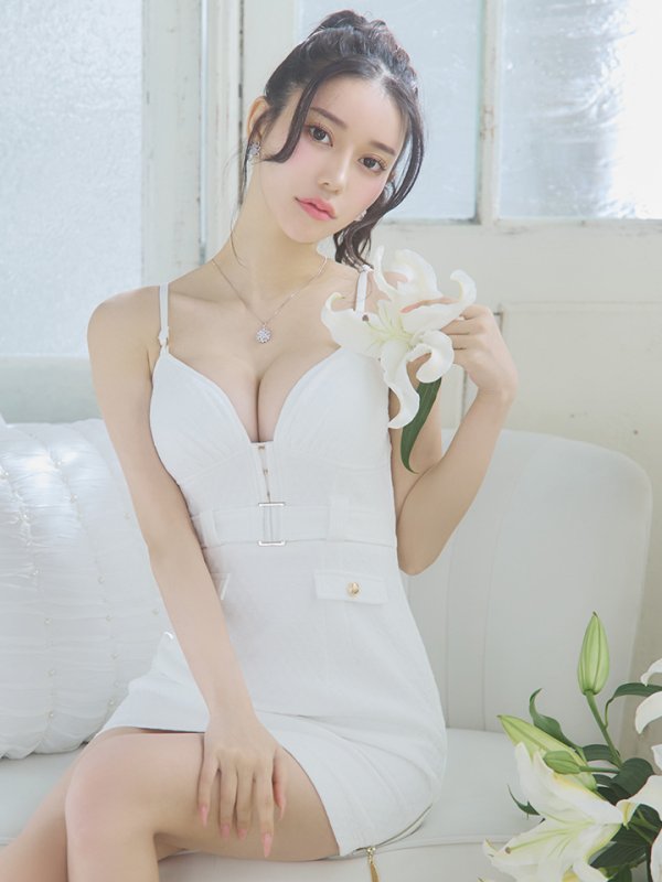 画像6: XSサイズあり【Glossy/グロッシー】ベルトデザイン/ ハートカット/ スマート/ キャミ/ タイト/ ミニドレス/ キャバドレス[OF08]