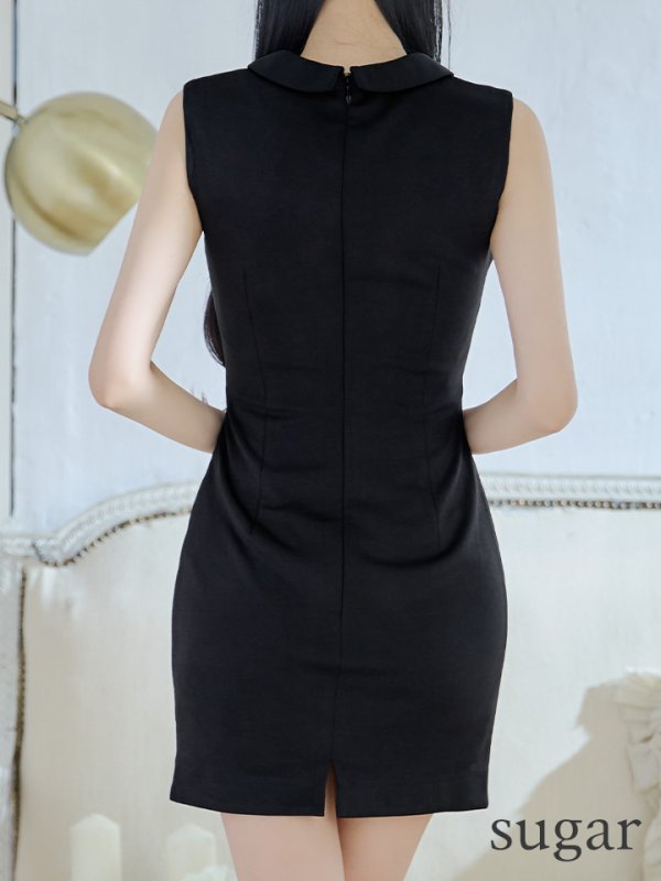 画像9: XSサイズあり【Glossy/グロッシー】襟デザイン/ バストジップ/ タイト/ ミニドレス/ キャバドレス[OF08]