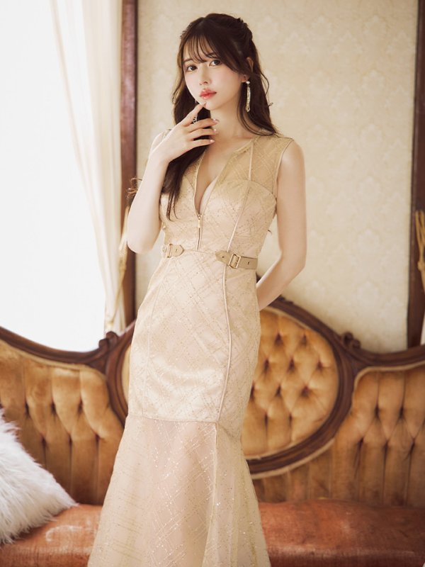 画像13: Lサイズあり【Glossy/グロッシー】ノースリーブ/ バストカット/ シアー/ ロング/ キャバドレスlong[OF08]