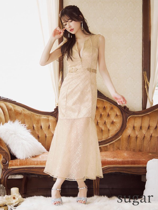 画像14: Lサイズあり【Glossy/グロッシー】ノースリーブ/ バストカット/ シアー/ ロング/ キャバドレスlong[OF08]