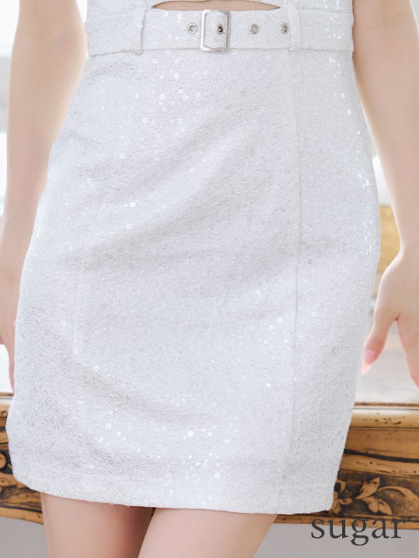 画像15: XSサイズあり【Glossy/グロッシー】ノースリーブ/ ウエストカット/ スパンコール/ ラメニット/ タイト/ ミニドレス/ キャバドレス[OF08]