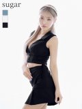 XSサイズあり【ROBE de FLEURS Glossy/ローブ・ド・フルール グロッシー】バストオープン/ サイドリボン/ スタイリッシュ/ セットアップ/ フレア/ ミニドレス/ キャバドレス[OF2]