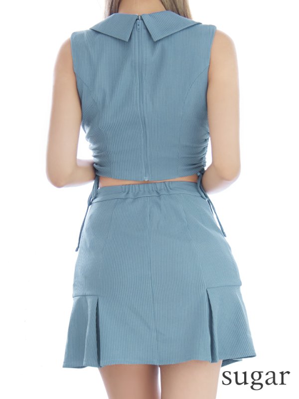 画像9: XSサイズあり【Glossy/グロッシー】バストオープン/ サイドリボン/ スタイリッシュ/ セットアップ/ フレア/ ミニドレス/ キャバドレス[OF08]