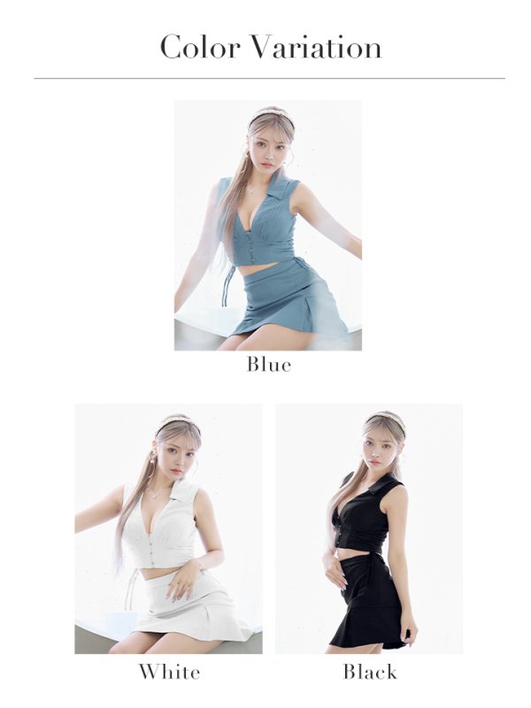 画像28: XSサイズあり【Glossy/グロッシー】バストオープン/ サイドリボン/ スタイリッシュ/ セットアップ/ フレア/ ミニドレス/ キャバドレス[OF08]