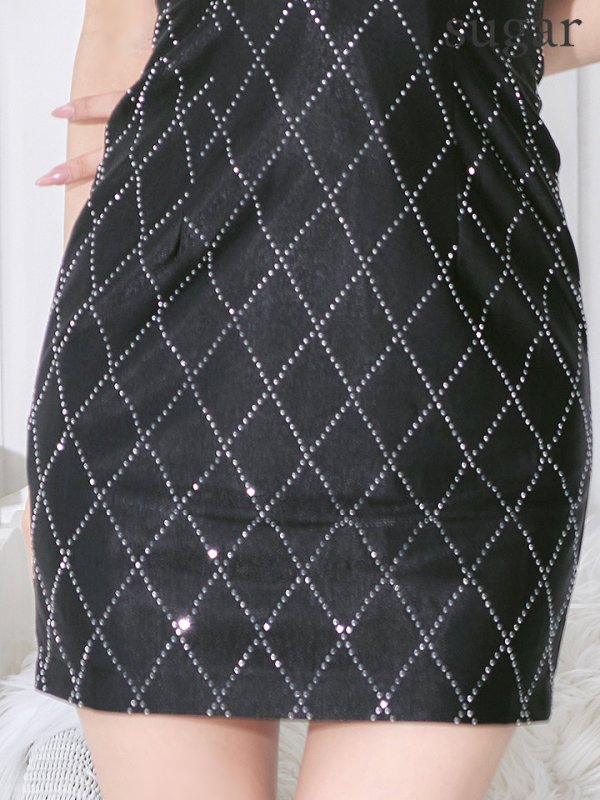 画像26: XSサイズあり【Glossy/グロッシー】バストビジュー/ ラメニット/ シンプル/ キャミ/ タイト/ ミニドレス/ キャバドレス[OF08]