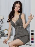 XSサイズあり【Glossy/グロッシー】ベルトデザイン/ ノースリーブ/ シンプル/ タイト/ ミニドレス/ キャバドレス[OF2]