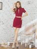 画像12: XSサイズあり【ROBE de FLEURS Glossy/ローブ・ド・フルール グロッシー】フロントジッパー/ セットアップ/ 袖あり/ 半袖/ シンプル/ ワンカラー/ ストレッチ/ タイト/ ミニドレス/ キャバドレス[OF2]
