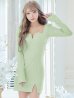 画像33: Lサイズあり【ROBE de FLEURS Glossy/ローブ・ド・フルール グロッシー】フロントジップ/ ロングスリーブ/ 袖あり/ ワッフル/ ワンカラー/ ストレッチ/ タイト/ ミニドレス/ キャバドレス[OF2]