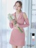 画像7: XSサイズあり【ROBE de FLEURS Glossy/ローブ・ド・フルール グロッシー】フロントジッパー/ オフショル/ ロングスリーブ/ 袖あり/ ワンカラー/ 台形スカート/ セットアップ/ ミニドレス/ キャバドレス[OF2]