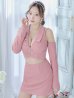 画像8: XSサイズあり【ROBE de FLEURS Glossy/ローブ・ド・フルール グロッシー】フロントジッパー/ オフショル/ ロングスリーブ/ 袖あり/ ワンカラー/ 台形スカート/ セットアップ/ ミニドレス/ キャバドレス[OF2]