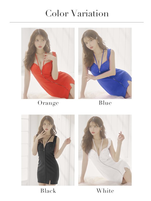 画像34: XSサイズあり【Glossy/グロッシー】フロントジップ/ バストビジュー/ シャープリー/ ワンカラー/ ノースリーブ/ タイト/ ミニドレス/ キャバドレス[OF08]