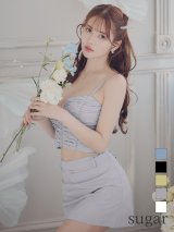 XSサイズあり【ROBE de FLEURS Glossy/ローブ・ド・フルール グロッシー】シャーリング/ バストジップ/ ナイロン/ セットアップ/ ミニドレス/ キャバドレス[OF2]
