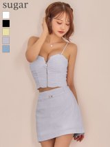 XSサイズあり【Glossy/グロッシー】シャーリング/ バストジップ/ ナイロン/ セットアップ/ ミニドレス/ キャバドレス[OF08]