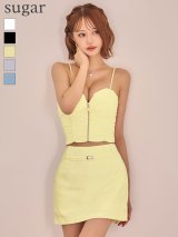 XSサイズあり【Glossy/グロッシー】シャーリング/ バストジップ/ ナイロン/ セットアップ/ ミニドレス/ キャバドレス[OF08]