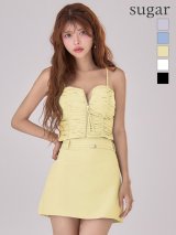 XSサイズあり【Glossy/グロッシー】シャーリング/ バストジップ/ ナイロン/ セットアップ/ ミニドレス/ キャバドレス[OF08]