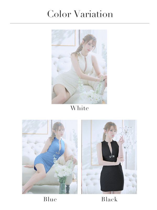 画像25: XSサイズあり【Glossy/グロッシー】シルバーバックル/ バストジッパー/ ノースリーブ/ タイト/ ミニドレス/ キャバドレス[OF08]