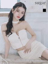 XSサイズあり【Glossy/グロッシー】バストジップ/ ストレッチニット/ シンプル/ セットアップ/ ミニドレス/ キャバドレス[OF08]