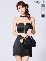 XSサイズあり【Glossy/グロッシー】ストーン/ ツイード/ センタージップ/ セットアップ/ ミニドレス/ キャバドレス[OF2]