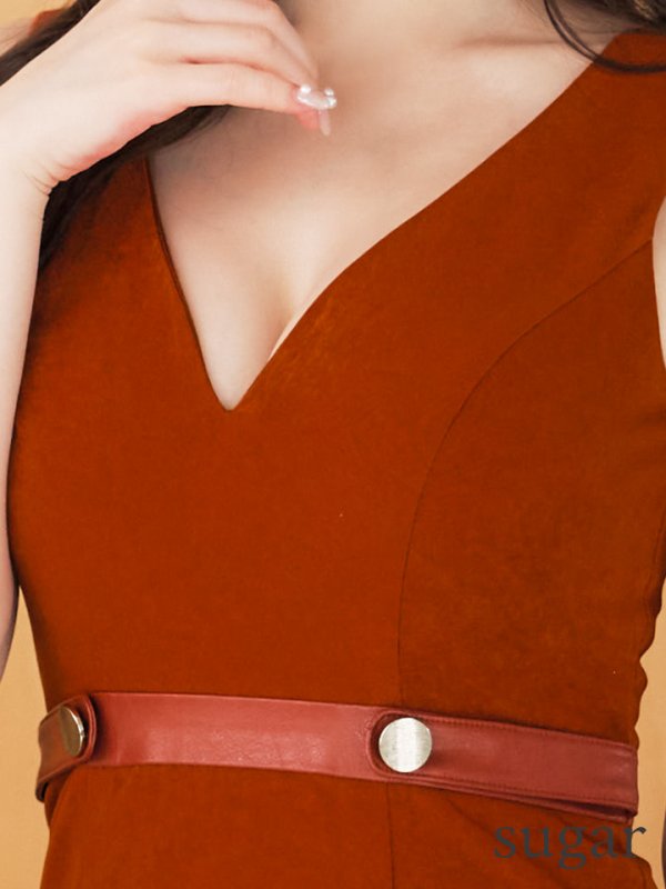 画像40: XSサイズあり【Glossy/グロッシー】ウエスト切り替え/ フェイクレザー/ ノースリーブ/ ワンカラー/ タイト/ ミニドレス/ キャバドレス[OF08]