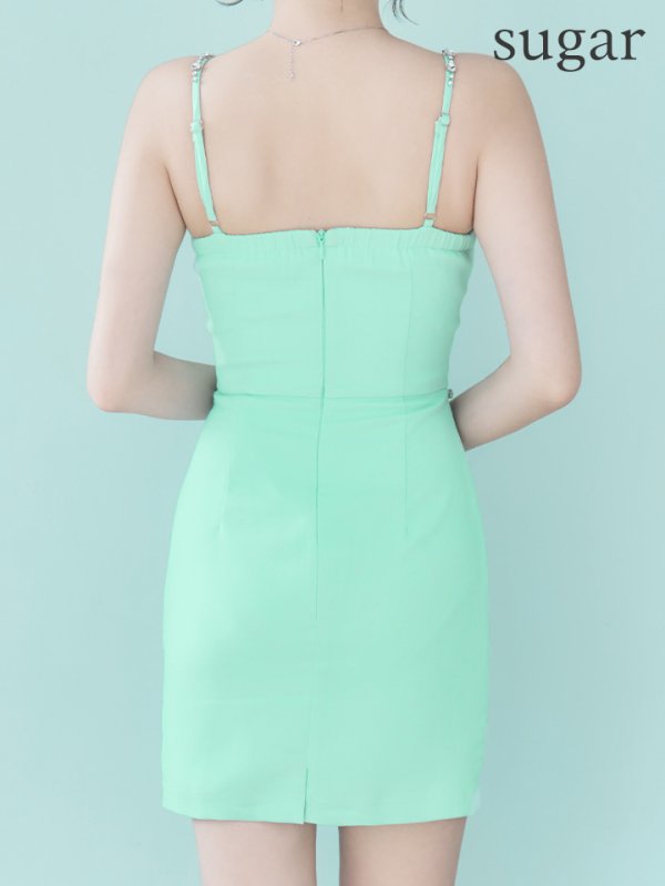 画像10: XSサイズあり【Glossy/グロッシー】クロスビジュー/ フロントジップ/ キャミソール/ ストレッチ/ タイト/ ミニドレス/ キャバドレス[OF08]