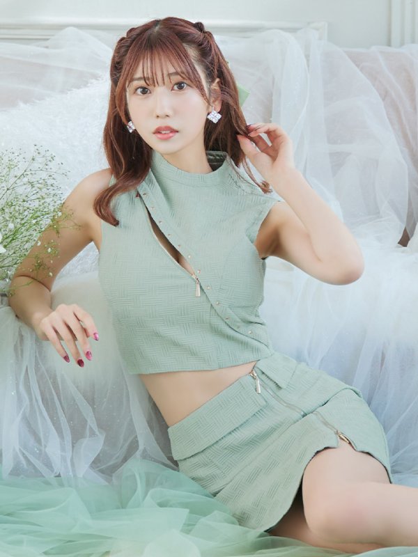 画像23: XSサイズあり【Glossy/グロッシー】セットアップ/ マルチファスナー/ ハイネック/ ノースリーブ/ フロントジップ/ タイト/ ミニドレス/ キャバドレス[OF08]