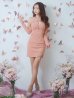 画像13: 【ROBE de FLEURS Glossy/ローブ・ド・フルール グロッシー】 裾リボン/ バストカット/ オフショル/ ニット/ フロントジップ/ ロングスリーブ/ 袖あり/ ワンカラー/ ストレッチ/ タイト/ ミニドレス/ キャバドレス[OF2]