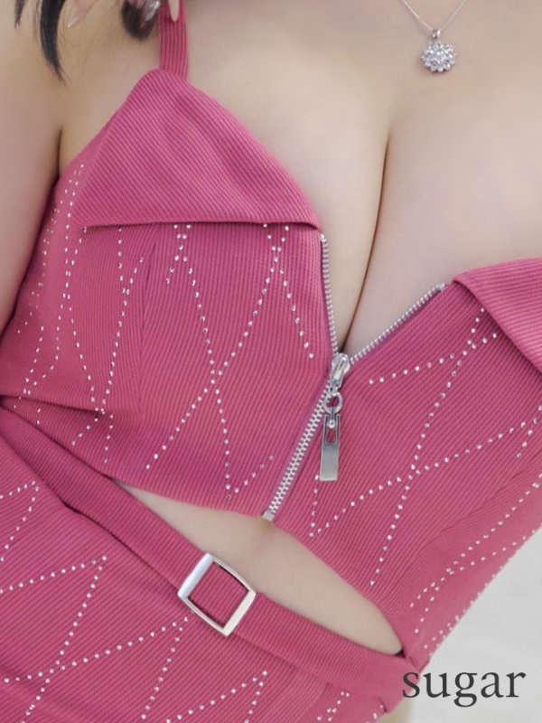 画像10: XSサイズあり【Glossy/グロッシー】ウエストカット/ ストーンリブニット/ ベルト/ キャミソール/ タイト/ ミニドレス/ キャバドレス[OF08]