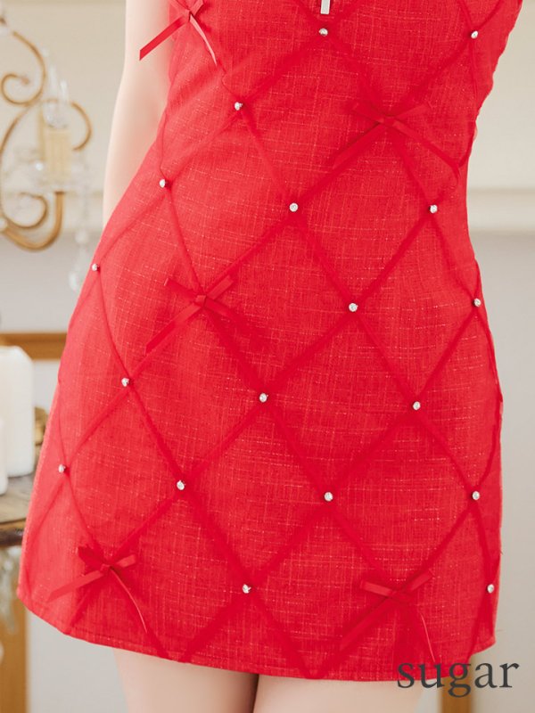 画像18: XSサイズあり【ROBE de FLEURS/ローブドフルール】バレエコアランダム/ スイート/ ミニリボン/ フレア/ ミニドレス/ キャバドレス[OF08]