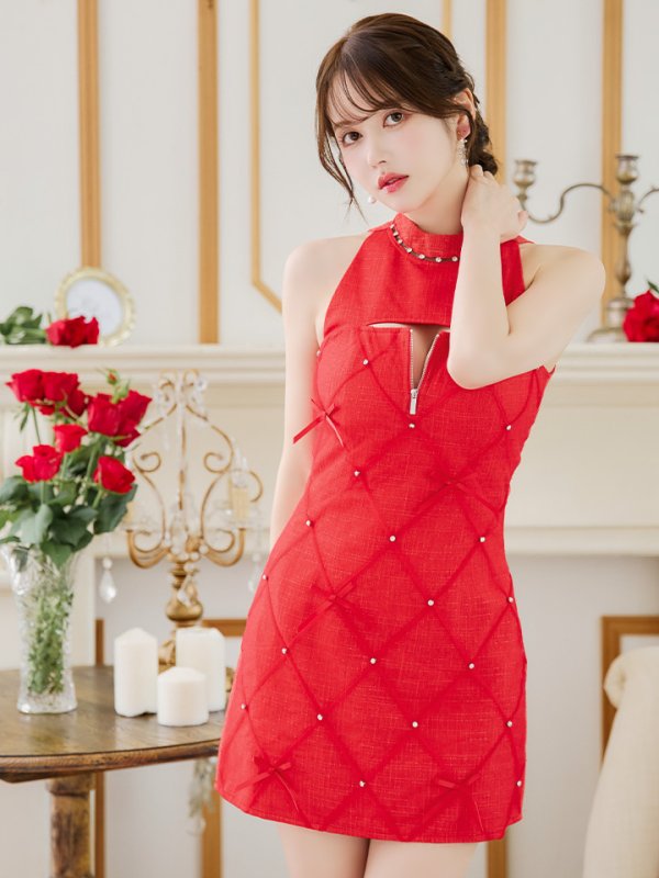 画像16: XSサイズあり【ROBE de FLEURS/ローブドフルール】バレエコアランダム/ スイート/ ミニリボン/ フレア/ ミニドレス/ キャバドレス[OF08]