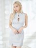 画像13: XSサイズあり【ROBE de FLEURS Glossy/ローブ・ド・フルール グロッシー】フロントジップ/ バストボタン/ リブニット/ タイト/ ミニドレス/ キャバドレス[OF2]