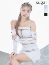 XSサイズあり【ROBE de FLEURS Glossy/ローブ・ド・フルール グロッシー】2way/ バストカット/ ダブルジップ/ ラメ/ セットアップ/ タイト/ ミニドレス/ キャバドレス[OF2]