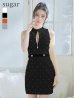 画像3: XSサイズあり【ROBE de FLEURS Glossy/ローブ・ド・フルール グロッシー】フロントジッパー/ ビジュー/ リブ/ ノースリーブ/ タイト/ ミニドレス/ キャバドレス[OF2]