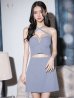 画像18: XSサイズあり【ROBE de FLEURS Glossy/ローブ・ド・フルール グロッシー】クロスホルターネック/ バストジップ/ シンプル/ セットアップ/ タイト/ ミニドレス/ キャバドレス[OF2]