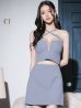 画像21: XSサイズあり【ROBE de FLEURS Glossy/ローブ・ド・フルール グロッシー】クロスホルターネック/ バストジップ/ シンプル/ セットアップ/ タイト/ ミニドレス/ キャバドレス[OF2]