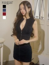 XSサイズあり【ROBE de FLEURS Glossy/ローブ・ド・フルール グロッシー】シンプル/ ノースリーブ/ バストジップ/ タイト/ ミニドレス/ キャバドレス[OF2]