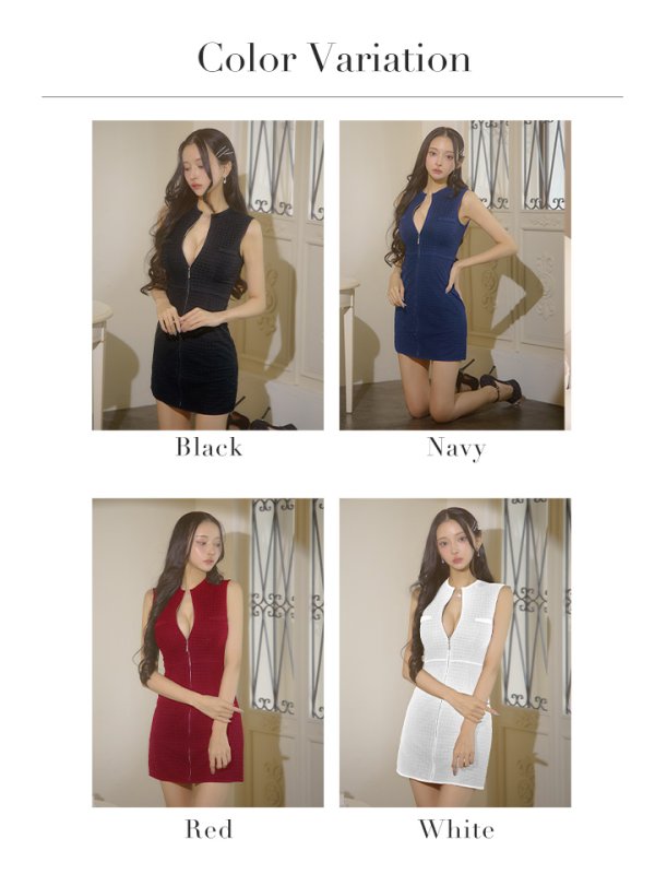 画像30: XSサイズあり【Glossy/グロッシー】シンプル/ ノースリーブ/ バストジップ/ タイト/ ミニドレス/ キャバドレス[OF08]