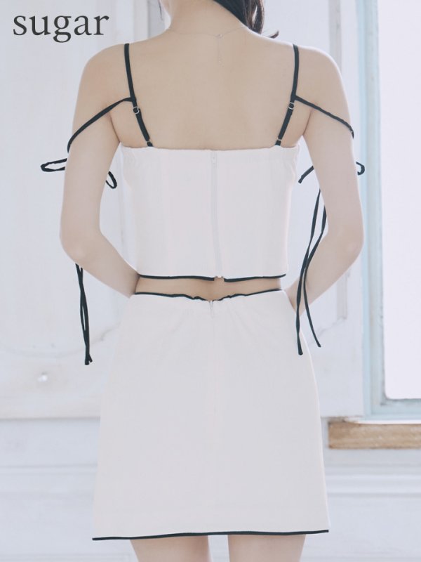 画像17: XSサイズあり【Glossy/グロッシー】リボンオフショル/ デザイン/ リブニット/ セットアップ/ ミニドレス/ キャバドレス[OF08]