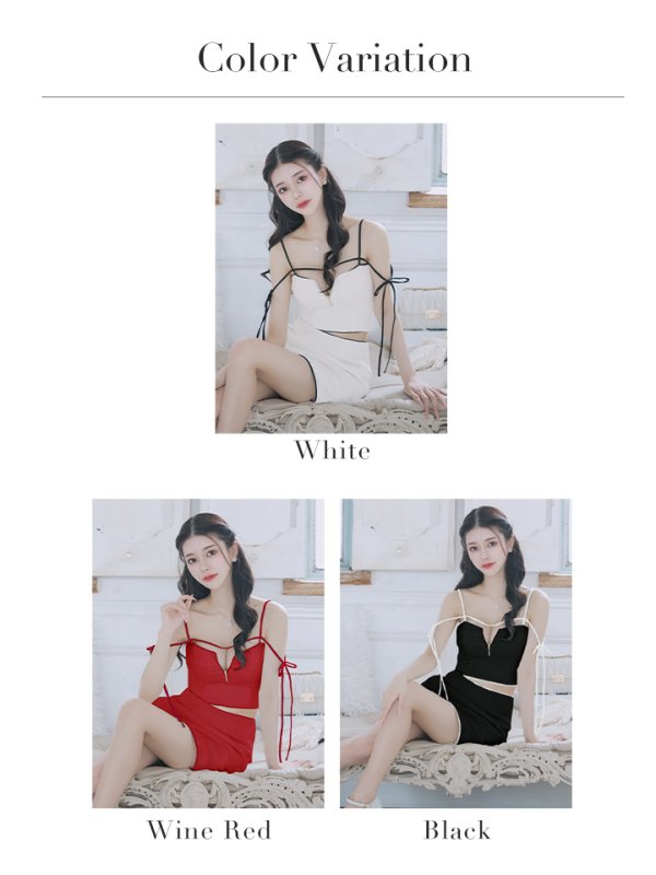 画像28: XSサイズあり【Glossy/グロッシー】リボンオフショル/ デザイン/ リブニット/ セットアップ/ ミニドレス/ キャバドレス[OF08]