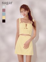 即日発送【Glossy/グロッシー】バストリボン/ ストレッチ/ ワッフル/ セットアップ/ ミニドレス/ キャバドレス[OF08]