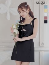 XSサイズあり【ROBE de FLEURS Glossy/ローブ・ド・フルール グロッシー】バストリボン/ ストレッチ/ ワッフル/ セットアップ/ ミニドレス/ キャバドレス[OF2]