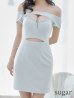 画像13: XSサイズあり【ROBE de FLEURS Glossy/ローブ・ド・フルール グロッシー】バスト＆ウエストカット/ スタッズ/ オフショル/ ミニドレス/ キャバドレス[OF2]