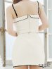 画像9: XSサイズあり【ROBE de FLEURS Glossy/ローブ・ド・フルール グロッシー】襟デザイン/ バイカラー/ キャミソール/ ボタン/ タイト/ セットアップ/ ミニドレス/ キャバドレス[OF2]