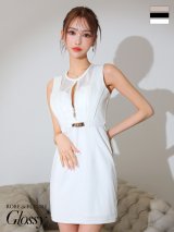 XSサイズあり【ROBE de FLEURS Glossy/ローブ・ド・フルール グロッシー】ジップ/ バストジップ/ ワンカラー/ セットアップ/  タイト/ ミニドレス/ キャバドレス[OF2]