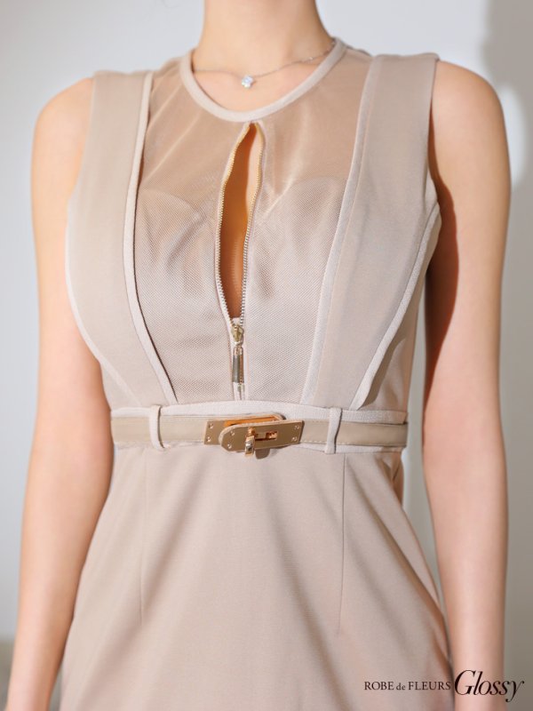 画像8: XSサイズあり【Glossy/グロッシー】ジップ/ バストジップ/ ワンカラー/ セットアップ/ タイト/ ミニドレス/ キャバドレス[OF08]