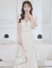 画像14: XS-Lサイズあり【ROBE de FLEURS Glossy/ローブ・ド・フルール グロッシー】フェザーショルダー/ ビジュー/ リブ/ ロングドレス/ キャバドレス long[OF2]