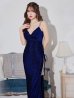 画像4: 【ROBE de FLEURS Glossy/ローブ・ド・フルール グロッシー】バックオープン/ サイドリボン/ ラメニット/ ロング/ キャバドレスlong[OF2]