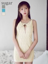 XSサイズあり【ROBE de FLEURS Glossy/ローブ・ド・フルール グロッシー】ビジューライン/ バストシアー/ ノースリーブ/ ストレッチ/ タイト/ ミニドレス/ キャバドレス[OF2]
