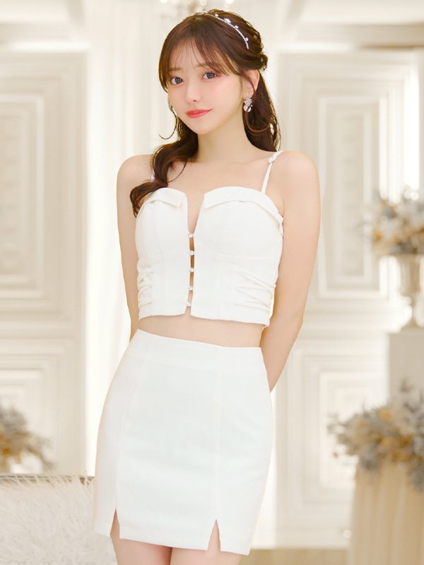 画像9: XSサイズあり【Glossy/グロッシー】サイド編み上げ/ バストカット/ タイト/ セットアップ/ ミニドレス/ キャバドレス[OF08]